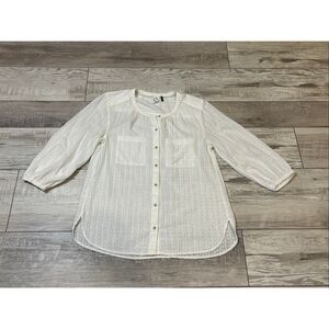 Anthropologie Akemi + Kin Swiss Dot Pocket Button Down Blouse Size S